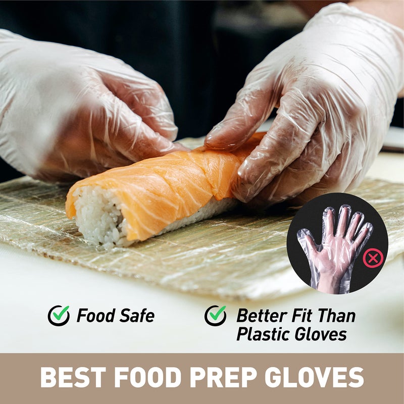 OKIAAS Disposable Gloves XL, Food Safe| Latex-Free and Powder-Free Clear Vinyl Gloves for Cooking, Food Prep, Household Cleaning | Medium,100 Counts/Box - Image 3